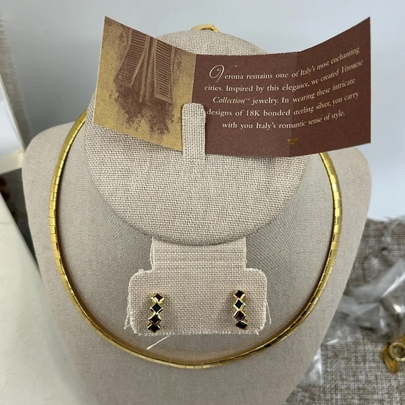 Vintage Veronese Collection 18K Bonded Sterling Silver Necklace & Earring Set - Picture 3 of 14